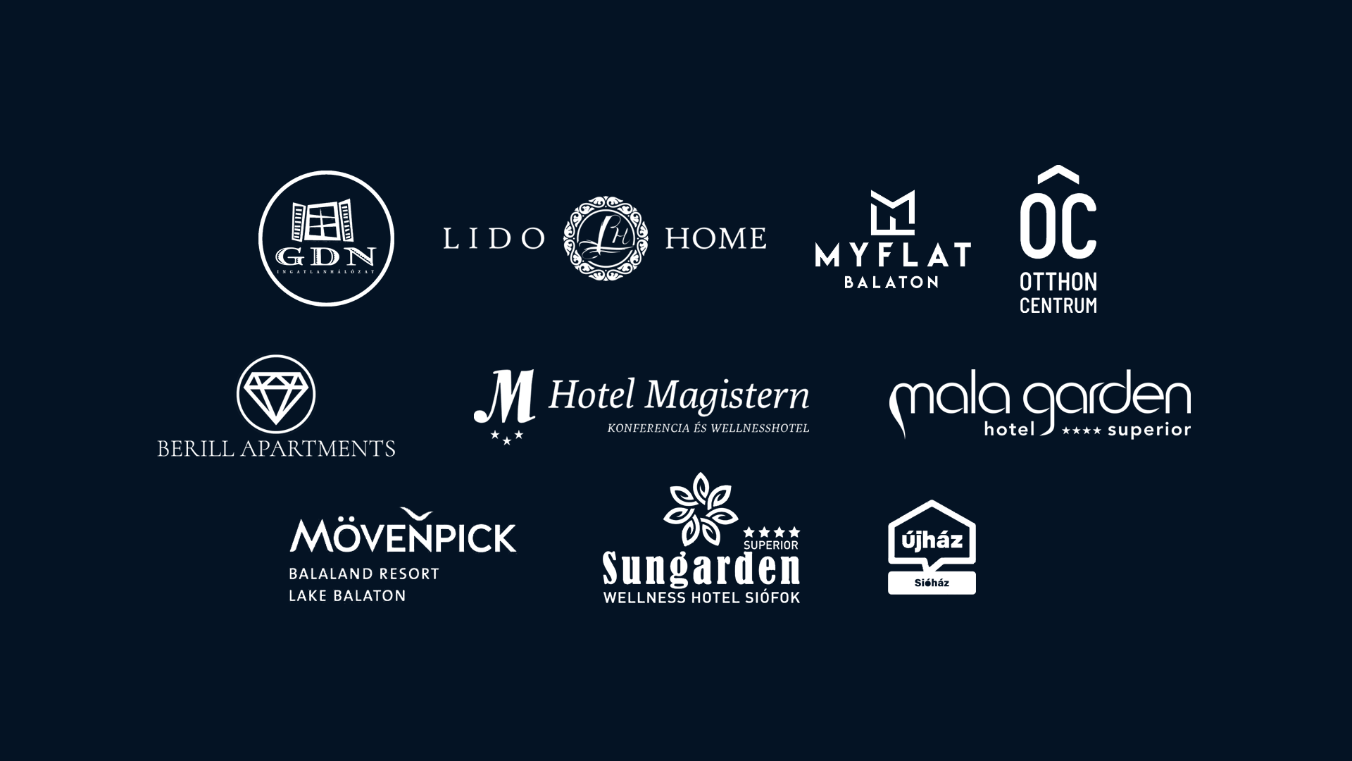 Home Vibe kiemelt ügyfelei: GDN Ingatlanhálózat, Lido Home, MyFlat Balaton, Otthon Centrum, Berill Apartments, Hotel Magistern, Mala Garden Hotel, Mövenpick Balaland Resort Lake Balaton, Sungarden Wellness Hotel Siófok, Újház Sióház